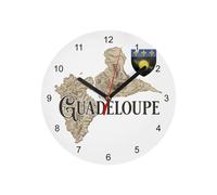 Fabulous Horloge Murale en Verre - Guadeloupe 971 Département Ile Carte Ancienne Rare - Diamètre 20 cm - Blanc