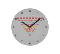 Fabulous Horloge Murale en Verre - Invaders Pyramid Pixel Art Arcade Retro Gaming Jeux Video - Diamètre 20 cm - Gris
