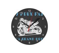 Fabulous Horloge Murale en Verre - J'Peux Pas Y'a Grand Prix Moto Course Mécanique GP - Diamètre 20 cm - Noir