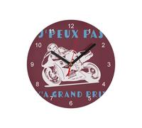 Fabulous Horloge Murale en Verre - J'Peux Pas Y'a Grand Prix Moto Course Mécanique GP - Diamètre 20 cm - Rouge