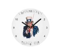 Fabulous Horloge Murale en Verre - L'apero Recrute Engagez Vous Oncle Sam Parodie Humour - Diamètre 20 cm - Blanc