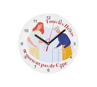Fabulous Horloge Murale en Verre - Les Vrais Héros - Aide Soignante Infirmière Métier - Diamètre 20 cm - Blanc