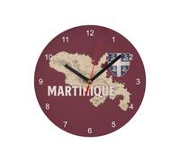 Fabulous Horloge Murale en Verre - Martinique 972 Departement Fort de France Carte Ancienne Rare - Diamètre 20 cm - Rouge