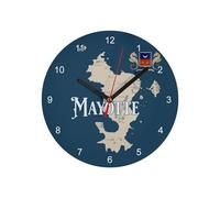 Fabulous Horloge Murale en Verre - Mayotte 976 Département Outre Mer Carte Ancienne Rare - Diamètre 20 cm - Bleu