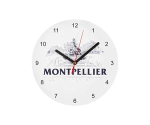 Fabulous Horloge Murale en Verre - Montpellier Minimalist Ville France Sud Patrimoine - Diamètre 20 cm - Blanc