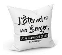 Fabulous Housse de Coussin 40 x 40 cm L'éternel est Mon Berger Psaume 23 Verset Bible Religion Spiritualité Citation