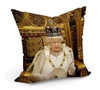 Fabulous Housse de Coussin 40 x 40 cm Queen Elisabeth II Trone Doré et Couronne Reine d'Angleterre