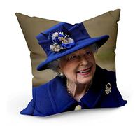 Fabulous Housse de Coussin 40 x 40 cm Queen Elizabeth II Vetements Bleu Royal Reine d'Angleterre