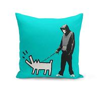 Fabulous Housse de Coussin 40x40 cm Banksy Chien Keith Harring Graff Street Art Bleu