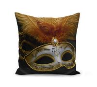 Fabulous Housse de Coussin 40x40 cm Carnaval de Venise Loups Blancs Noir et Or