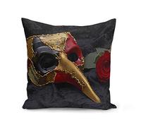 Fabulous Housse de Coussin 40x40 cm Carnaval de Venise Masque Rouge Noir et Or Coviello Arlequin