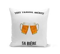 Fabulous Housse de Coussin 40x40 cm Tout Travail Merite Sa Biere Amitie Alcool Humour Drole