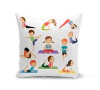 Fabulous Housse de Coussin 40x40 cm Yoga Enfants Posture Hatha Yoga Asanas Meditation