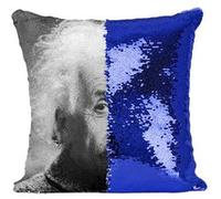 Fabulous Housse de Coussin à Sequin - Paillettes Bleu Albert Einstein Scientifique 1 [40 x 40 cm] Bleu G