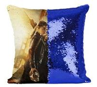 Fabulous Housse de Coussin à Sequin - Paillettes Bleu Arnold Schwarzenegger Emilie Clarke Terminator 3 [40 x 40 cm] Bleu G