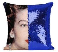 Fabulous Housse de Coussin à Sequin - Paillettes Bleu Ava Gardner Actrice 24 [40 x 40 cm] Bleu G