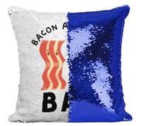 Fabulous Housse de Coussin à Sequin - Paillettes Bleu BAE Bacon and Eggs [40 x 40 cm] Bleu G