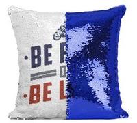 Fabulous Housse de Coussin à Sequin - Paillettes Bleu Be Fast or Be Last [40 x 40 cm] Bleu G
