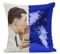 Fabulous Housse de Coussin à Sequin - Paillettes Bleu Beurre de Cacahuete Skippy Peinture Norman Rockwell [40 x 40 cm] Bleu G