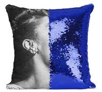 Fabulous Housse de Coussin à Sequin - Paillettes Bleu Billie Holiday Chanteuse [40 x 40 cm] Bleu G