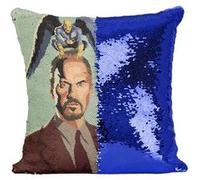 Fabulous Housse de Coussin à Sequin - Paillettes Bleu Birdman Micheal Keaton [40 x 40 cm] Bleu G