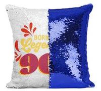 Fabulous Housse de Coussin à Sequin - Paillettes Bleu Born in the Legendary 90's [40 x 40 cm] Bleu G