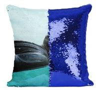 Fabulous Housse de Coussin à Sequin - Paillettes Bleu Bouddha Couche en Bronze Sur Eau Turquoise [40 x 40 cm] Bleu G