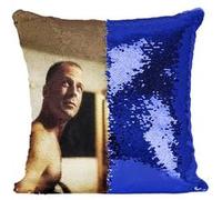 Fabulous Housse de Coussin à Sequin - Paillettes Bleu Bruce Willis Quentin Tarantino Pulp Fiction Cinema [40 x 40 cm] Bleu G