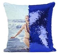 Fabulous Housse de Coussin à Sequin - Paillettes Bleu Carrie Fisher Bikini Plage Star Wars [40 x 40 cm] Bleu G