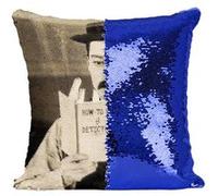 Fabulous Housse de Coussin à Sequin - Paillettes Bleu Charlie Chaplin How to be a Detective [40 x 40 cm] Bleu G