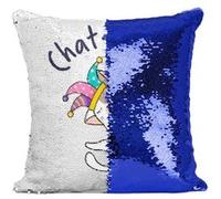 Fabulous Housse de Coussin à Sequin - Paillettes Bleu Chat pitre [40 x 40 cm] Bleu G