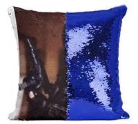 Fabulous Housse de Coussin à Sequin - Paillettes Bleu Chuck Norris Delta Force [40 x 40 cm] Bleu G