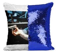 Fabulous Housse de Coussin à Sequin - Paillettes Bleu Chuck Norris Pistolet 1988 [40 x 40 cm] Bleu G