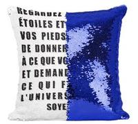Fabulous Housse de Coussin à Sequin - Paillettes Bleu Citations Stephen Hawking Regardez les Étoiles [40 x 40 cm] Bleu G