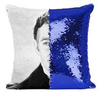 Fabulous Housse de Coussin à Sequin - Paillettes Bleu Clark Gable / Autant en Emporte le Vent [40 x 40 cm] Bleu G