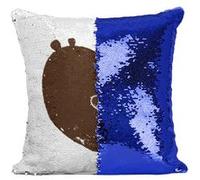Fabulous Housse de Coussin à Sequin - Paillettes Bleu Coeur Ours [40 x 40 cm] Bleu G