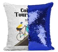 Fabulous Housse de Coussin à Sequin - Paillettes Bleu Col du Tourmalet [40 x 40 cm] Bleu G