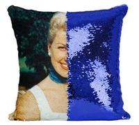 Fabulous Housse de Coussin à Sequin - Paillettes Bleu Doris Day Actrice 4 [40 x 40 cm] Bleu G