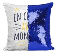 Fabulous Housse de Coussin à Sequin - Paillettes Bleu En Couple avec mon Chat [40 x 40 cm] Bleu G