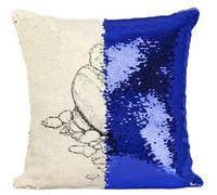 Fabulous Housse de Coussin à Sequin - Paillettes Bleu Enfant Coquillage Illustration Conte [40 x 40 cm] Bleu G