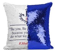 Fabulous Housse de Coussin à Sequin - Paillettes Bleu François Hollande - Discours en Anglais [40 x 40 cm] Bleu G