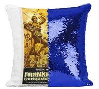 Fabulous Housse de Coussin à Sequin - Paillettes Bleu Frankenstein Conquers the World Affiche [40 x 40 cm] Bleu G