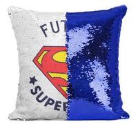 Fabulous Housse de Coussin à Sequin - Paillettes Bleu Futur Superman [40 x 40 cm] Bleu G