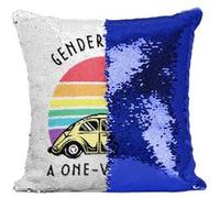 Fabulous Housse de Coussin à Sequin - Paillettes Bleu Gender is not a One-way Trip [40 x 40 cm] Bleu G