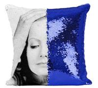 Fabulous Housse de Coussin à Sequin - Paillettes Bleu Greta Garbo Anna Christie [40 x 40 cm] Bleu G