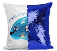 Fabulous Housse de Coussin à Sequin - Paillettes Bleu Hayao Deep is your Love ? [40 x 40 cm] Bleu G