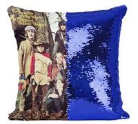 Fabulous Housse de Coussin à Sequin - Paillettes Bleu Incredible String Band Album Vintage [40 x 40 cm] Bleu G
