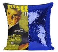 Fabulous Housse de Coussin à Sequin - Paillettes Bleu Invisible Ghost Cinéma Vintage [40 x 40 cm] Bleu G