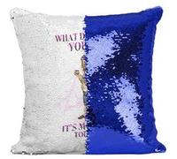 Fabulous Housse de Coussin à Sequin - Paillettes Bleu It's Monday Today Alcool [40 x 40 cm] Bleu G