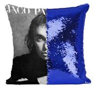 Fabulous Housse de Coussin à Sequin - Paillettes Bleu Jaco Pastorius Album Cover Basse [40 x 40 cm] Bleu G